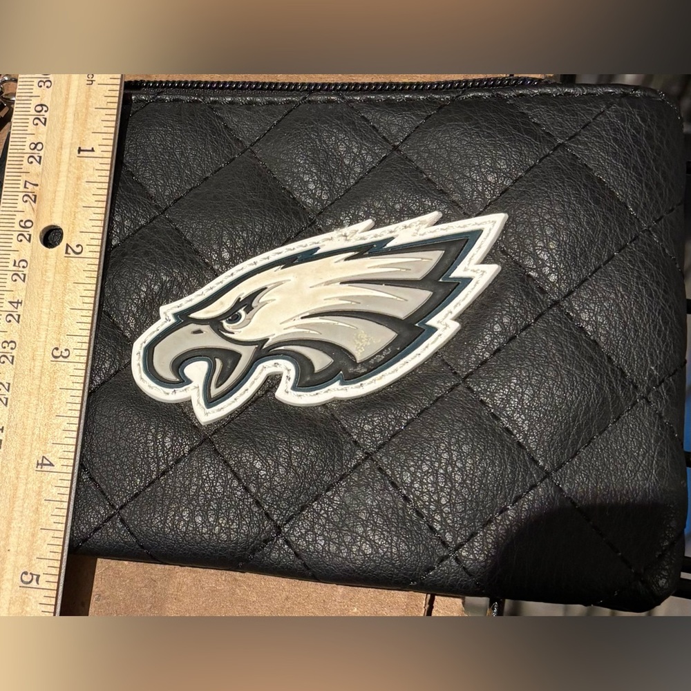 NWT Black NFL Philadelphia Eagles Quilted Wristlet Clutch ft Emblem & Tassel 🏈 - Picture 14 of 14
